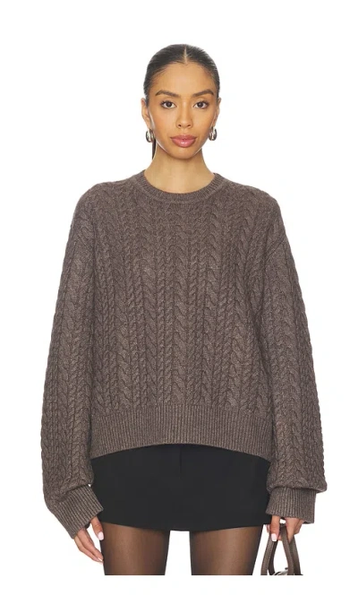 Eaves Laci Cable Crewneck In Brown