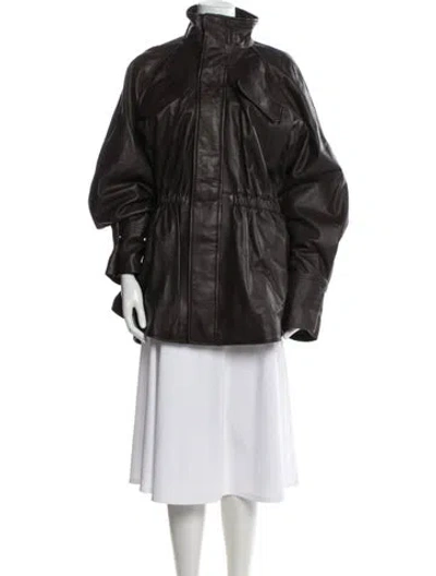 Pre-owned Eaves Leather Jacket In Brown
