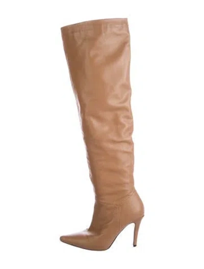 Pre-owned Eaves Leather Slouch Boots In Neutral