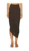Eaves Lian Twist Midi Skirt In Brown