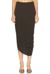 Eaves Lian Twist Midi Skirt In Brown