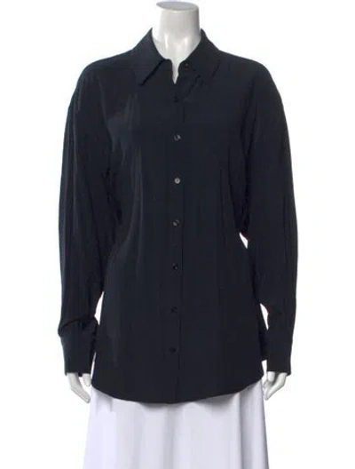 Pre-owned Eaves Long Sleeve Button-up Top In Black