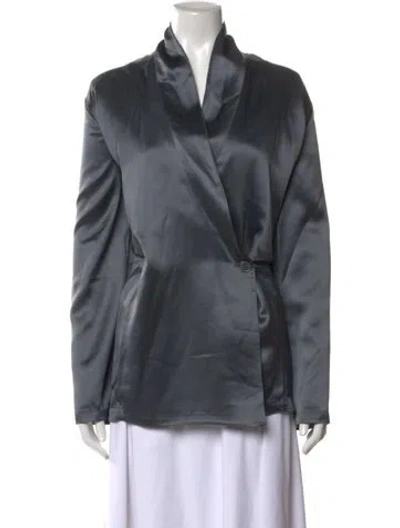 Pre-owned Eaves Long Sleeve Button-up Top In Gray