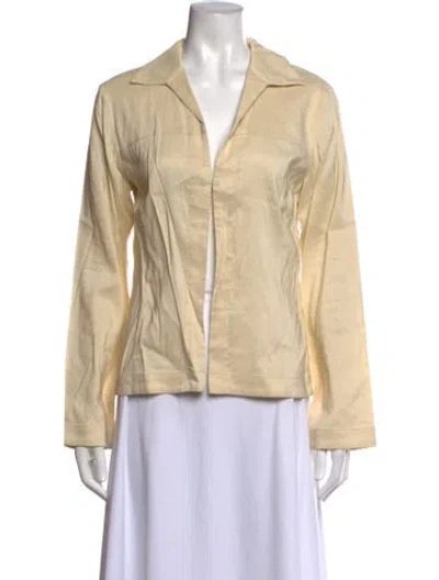 Pre-owned Eaves Long Sleeve Button-up Top In Neutrals