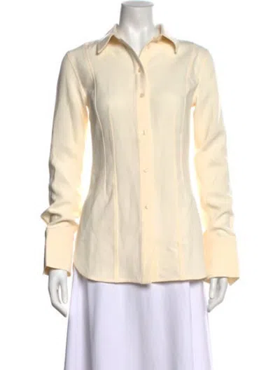 Pre-owned Eaves Long Sleeve Button-up Top In Neutrals