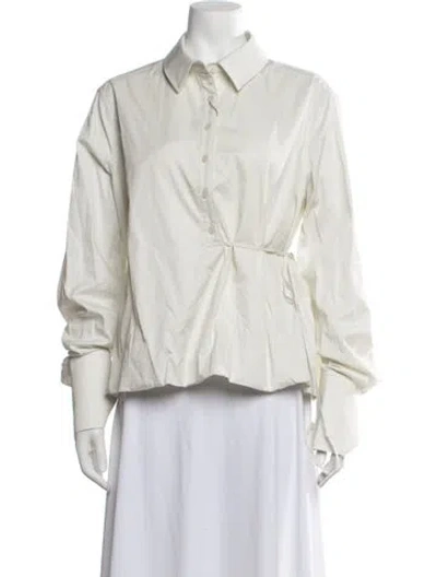 Pre-owned Eaves Long Sleeve Button-up Top W/ Tags In White