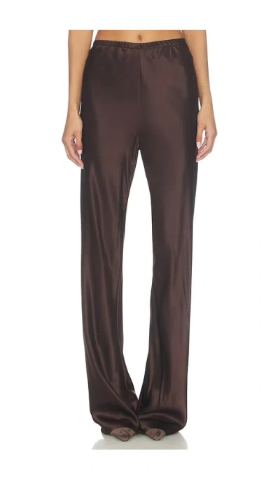 Eaves Loretta Silk Pants In Brown