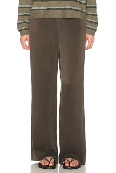Eaves Loretta Wide Leg Washed Silk Pant In Brown