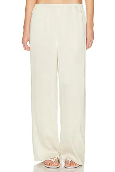 Eaves Loretta Wide Leg Washed Silk Pant In White