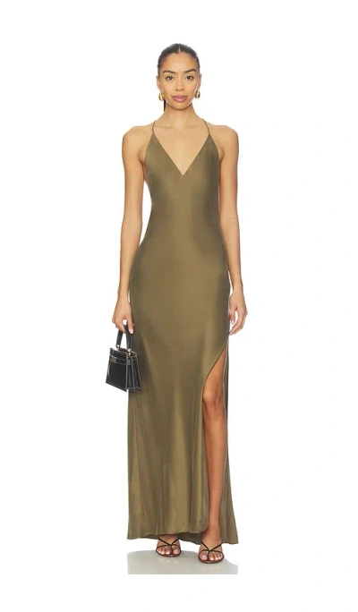Eaves Lydia Silk Maxi Dress In Green