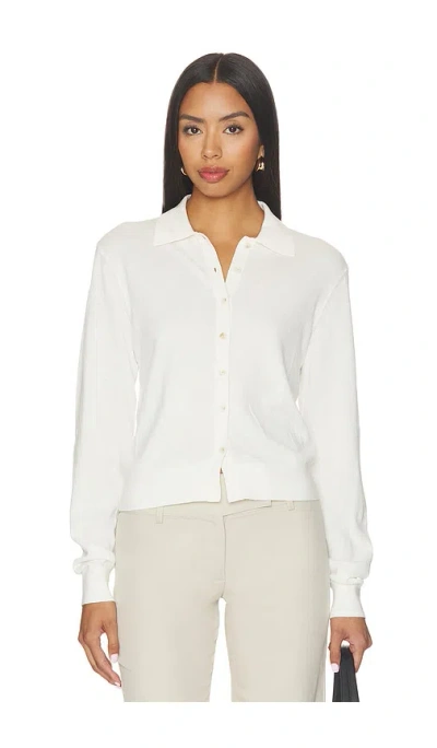Eaves Maegen Polo Collar Cardigan In Ivory