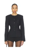 Eaves Mai Compact Suiting Blazer In Black