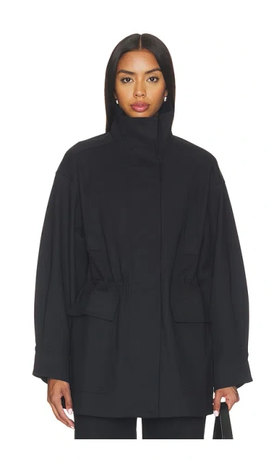 Eaves Mai Compact Suiting Parka Jacket In Black