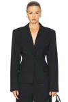 Eaves Oversized Melange Suiting Blazer In Dark Grey