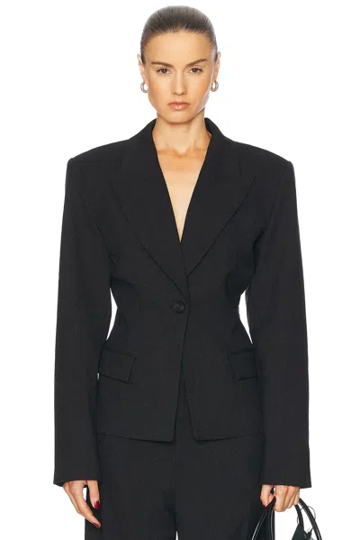 Eaves Oversized Melange Suiting Blazer In Dark Grey