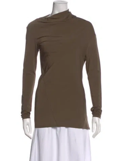 Pre-owned Eaves Mock Neck Long Sleeve Top In Green
