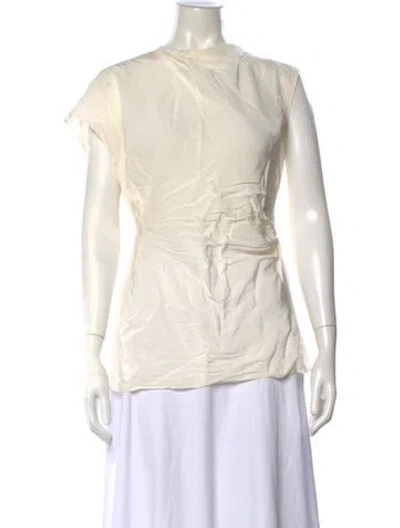 Pre-owned Eaves Mock Neck Short Sleeve Top In Neutral