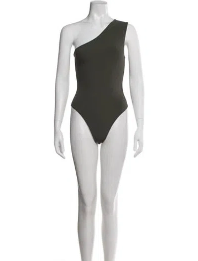 Pre-owned Eaves Nylon One-shoulder Bodysuit In Green