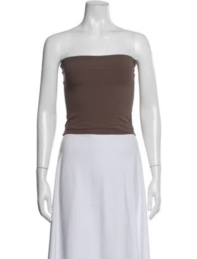 Pre-owned Eaves Nylon Strapless Crop Top W/ Tags In Brown