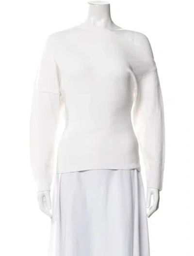 Pre-owned Eaves Off-the-shoulder Long Sleeve Top In White