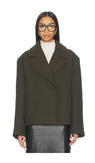Eaves Osk Manteco Wool Cropped Peacoat In Black