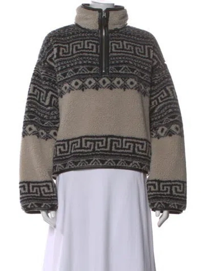 Pre-owned Eaves Patterned Mock Neck Sweater In Neutral