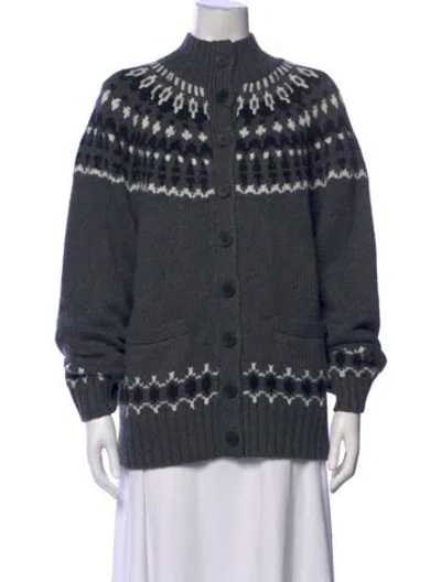 Pre-owned Eaves Patterned Mock Neck Sweater W/ Tags In Grey