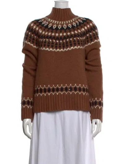 Pre-owned Eaves Patterned Turtleneck Sweater In Brown