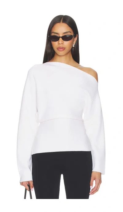 Eaves Rachelle Draped Knit Top In White