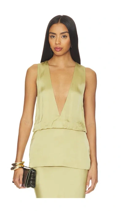 Eaves Reidun Top In Pale Olive Green