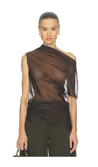 Eaves Saeunn Asym Top In Brown