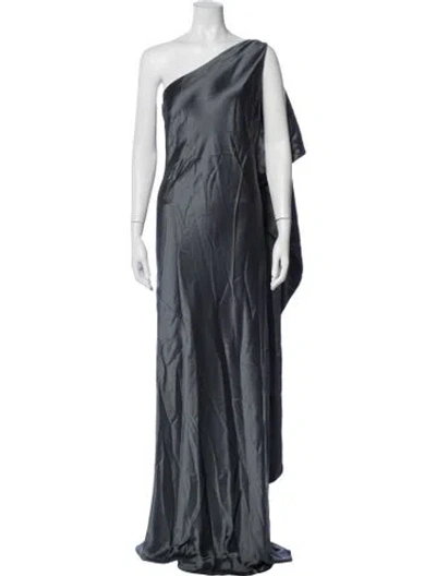 Pre-owned Eaves Satin Long Dress In Blue