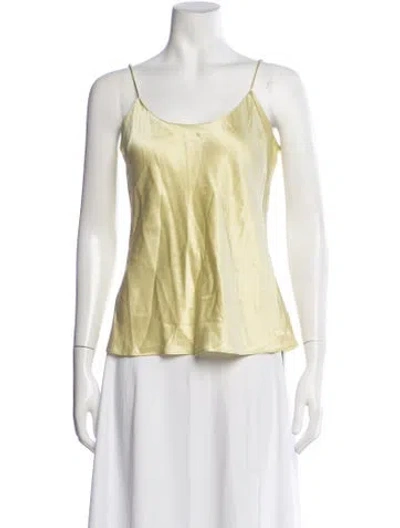 Pre-owned Eaves Silk Scoop Neck Top In Yellow