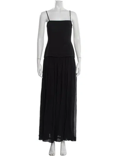 Pre-owned Eaves Square Neckline Long Dress In Black