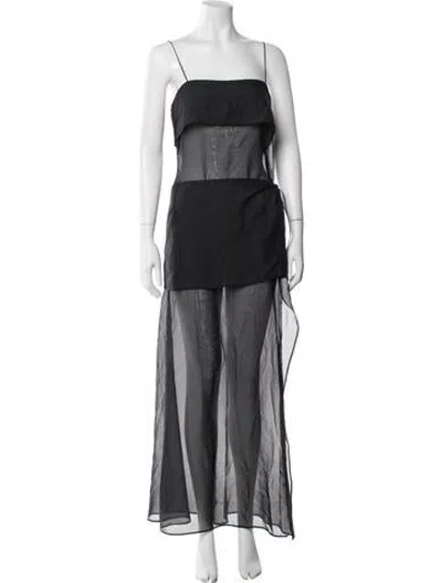Pre-owned Eaves Square Neckline Long Dress In Grey