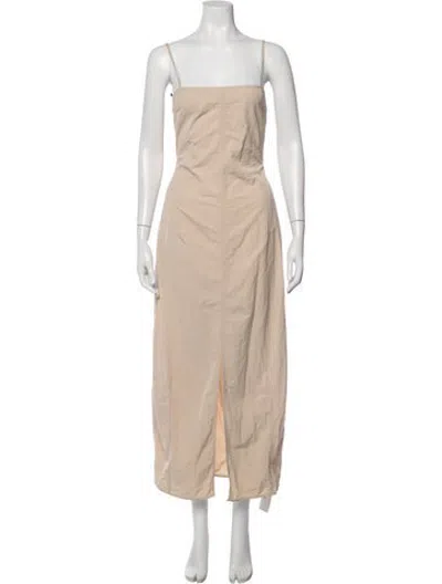 Pre-owned Eaves Square Neckline Long Dress In Neutrals