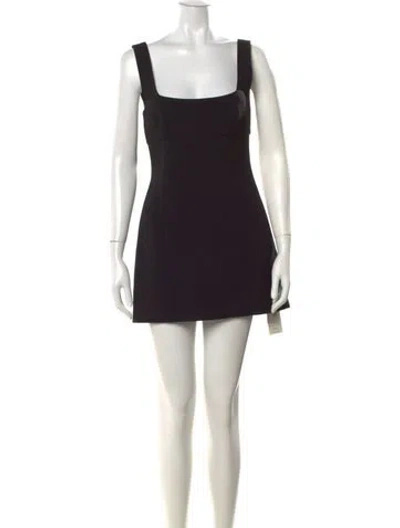 Pre-owned Eaves Square Neckline Mini Dress In Black