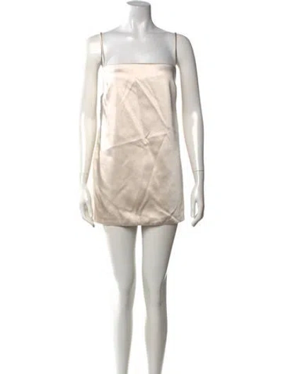 Pre-owned Eaves Square Neckline Mini Dress In Neutrals
