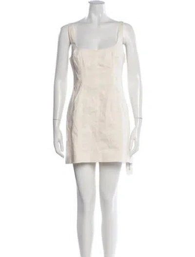 Pre-owned Eaves Square Neckline Mini Dress In Neutrals