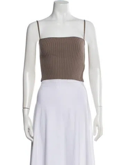 Pre-owned Eaves Square Neckline Sleeveless Crop Top In Neutral