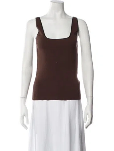 Pre-owned Eaves Square Neckline Sleeveless Top In Brown