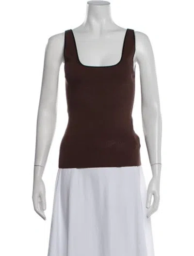 Pre-owned Eaves Square Neckline Sleeveless Top In Brown