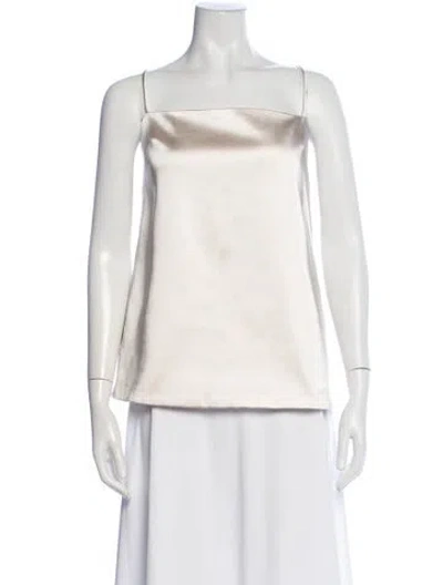 Pre-owned Eaves Square Neckline Sleeveless Top In White