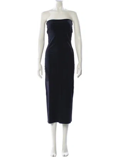 Pre-owned Eaves Strapless Midi Length Dress In Blue