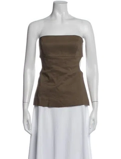 Pre-owned Eaves Strapless Top In Green