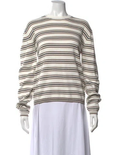 Pre-owned Eaves Striped Crew Neck Sweater W/ Tags In Neutrals