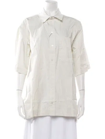 Pre-owned Eaves Three-quarter Sleeve Button-up Top W/ Tags In Neutrals