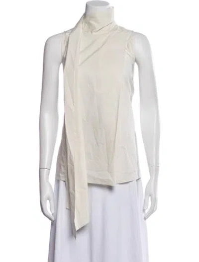 Pre-owned Eaves Tie Neck Sleeveless Top In Neutral