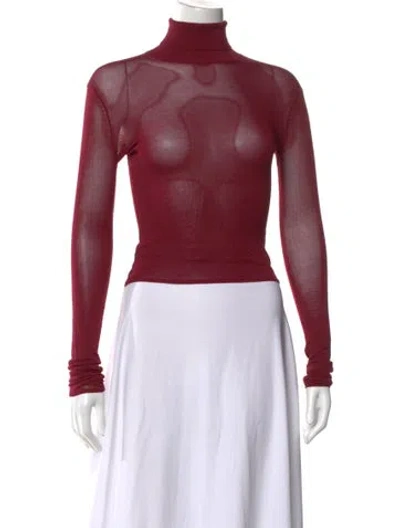 Pre-owned Eaves Turtleneck Long Sleeve Top In Red