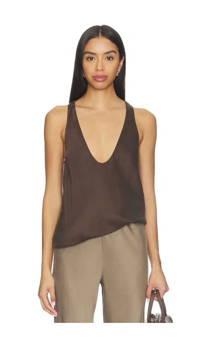 Eaves Vivian Silk Top In Brown